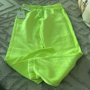 TNA lime green boyfriend sweats